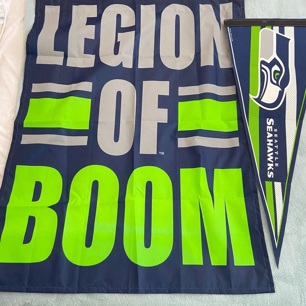 #8554 SEATTLE SEAHAWKS LEGION OF BOOM WINCRAFT MFLAG 28 X 36 AND PENNANT
